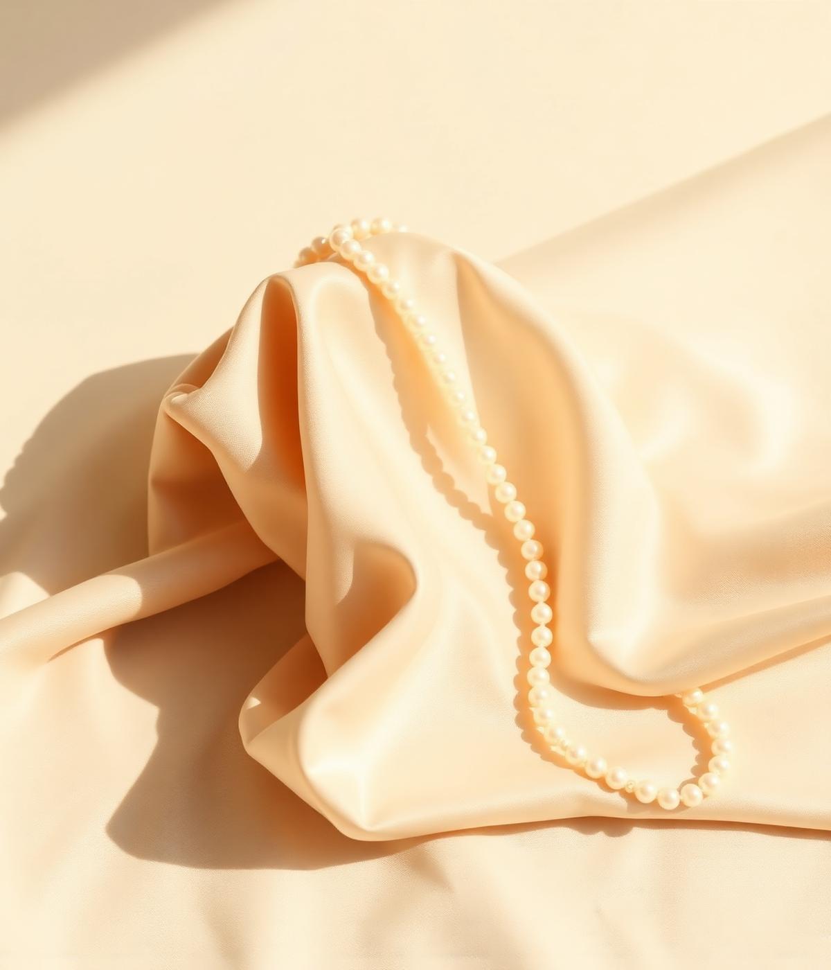 Cream silk and pearls representing soft feminine luxury